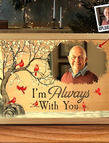  Lámpara de fotos personalizada Siempre estoy contigo Lámpara de marco de fotos personalizada Regalos conmemorativos de Navidad Personalizado por la pérdida de mamá, papá, abuelo, abuela, familia