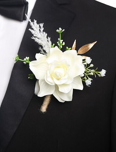  Hochzeitsanstecker für Herren Weiß Anstecker für Bräutigam und Trauzeugen Blumen Sommer Hochzeitsaccessoires Anzugdekorationen