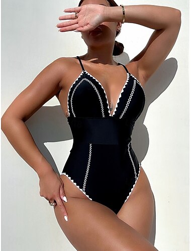  Femme Maillots de Bain Une pièce Monokini Maillot de bain Dos Nu Contrôle du Ventre Taille haute Mince Vacances Tenues de plage Couleur unie Dos nu Sans Manches Maillots de bain