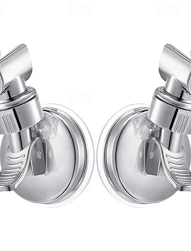  Duschkopfhalter mit Saugnapf, höhenverstellbar, Wandhalterung, Duschstabhalter, Halterung aus ABS, abnehmbarer Handbrausenhalter, silberfarben