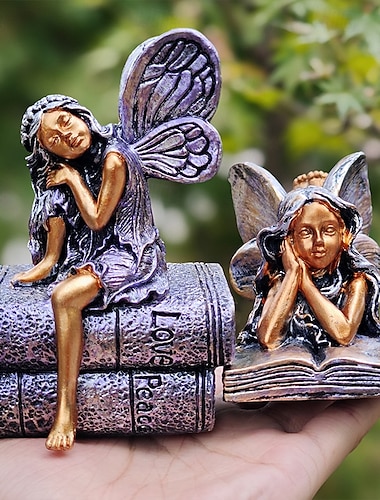  bronzen engelenharsbeeldje, boekengelmeisjessculptuur, creatieve woondecoratie voor boekenplanken, bureau en kantoordecoratie