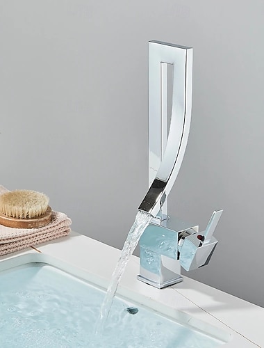 Bathroom Sink Faucet - Waterfall Electroplated Centerset Single Handle One HoleBath Taps   Bathroom Sink Faucet - Waterfall Electroplated Centerset Single Handle One HoleBath Taps