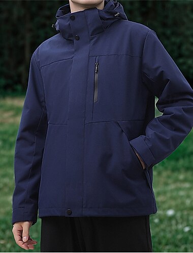  Herren Wanderjacke 3-in-1-Jacken wandern Draussen Wasserdicht Windundurchlässig Warm Reißverschluß vorne Vliesjacken Voller Reißverschluss Camping / Wandern / Höhlenforschung Schwarz Elfenbein