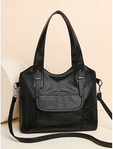  bolsa tote vintage marrom de couro sintético feminina com alças duplas e alça transversal ajustável – espaçosa e estilosa para o uso diário