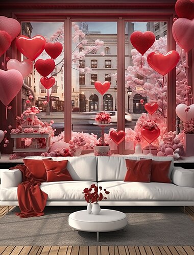  Huwelijks Decoraties Achtergrond Fotografie Muur Hanging Grote Wandtapijt Kunst Muurschilderij Decor Deken Gordijn Huis Slaapkamer Woonkamer Decoratie Hart Raam