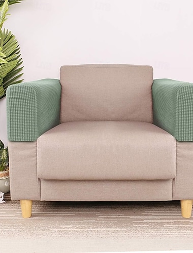  2 fundas elásticas para reposabrazos de sofá, color burdeos, de licra, para sillas, sofás, sillones, fundas para sofás reclinables con pasadores giratorios