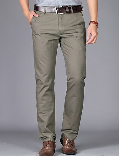  Herren Anzughosen Hose Hosen Chinesisch Chino Knopf Tasche Glatt Komfort Formal Party Arbeit Modisch Klassicher Stil Cachi scuro KhakiA