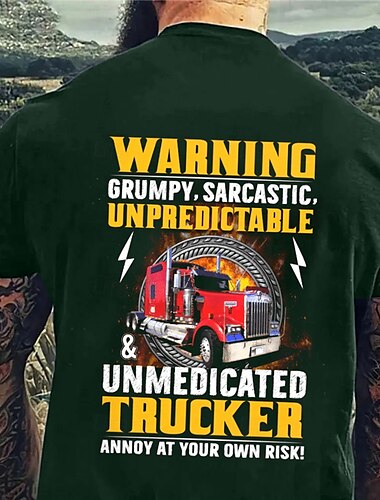  Herre Trucker T skjorte Kortermet T skjorte 3D-utskrift Crew-hals Skjorte Mote treningsklær Gate Sport & Utendørs Daglig Svart Blå Mørkegrønn Sommer Vår Klær S M L XL XXL XXXL