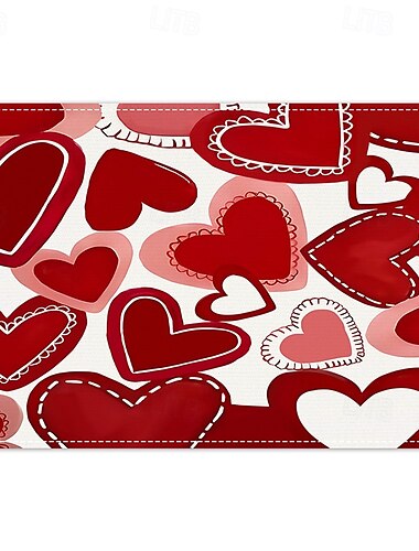 Tischsets zum Valentinstag, 4er-Set, romantische und dekorative Tischsets mit Herz- oder Rosenmuster, langlebig und hitzebeständig, perfekt, um Ihrer Esstischdekoration einen Hauch von Liebe zu