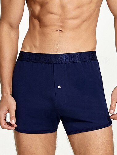  Herren 1 pc Unterwäsche Boxer Boxer-Shorts Elastische Taille 50% Baumwolle Atmungsaktiv Weich Komfortabel Feste Farbe Mittlere Hüfthöhe Schwarz Weiß