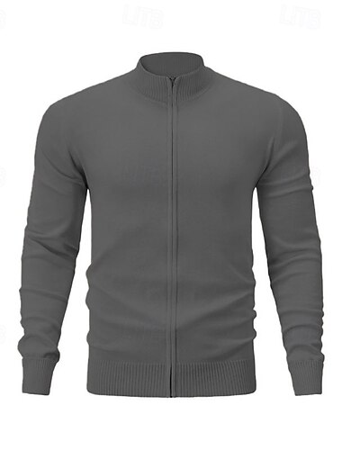  Herren Strickjacke Zip Pullover Reißverschluss Strickpullover Gerippt Stricken Standard Zip Feste Farbe Ständer Modisch Klassisch Freizeitskleidung Verabredung Bekleidung Frühling Herbst Winter