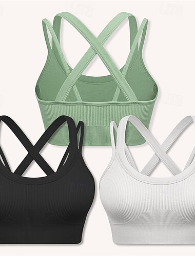  Damen Leichte Unterstützung Sport Bustier bh Sport-BH Bustier Rückenfrei mit am Rücken überkreuzten Trägern BH-Oberteil Gefüttert Fitness Freizeit Sport Laufen Atmungsaktiv Leichtgewichtig Weich