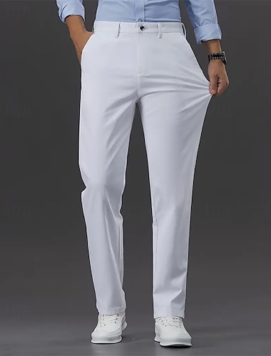  Herren Abschlußfeier Anzughose Hose Chinos Knöpfe Tasche Einfarbig Komfort Formell Party Arbeit Mode Klassicher Stil Schwarz Weiß Mikroelastisch