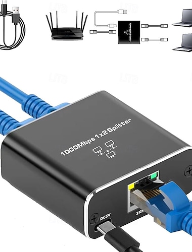  gigabit ethernet splitter 1 έως 2 high speed splitter internet 1000mbps 1 in 2 out lan splitter με καλώδιο τροφοδοσίας usb splitter rj45 για καλώδιο cat5/5e/6/7/8