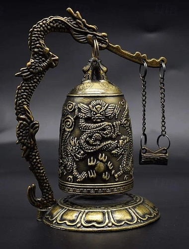  antieke bronzen drakenbel - majestueuze feng shui-inrichting - handgemaakt metalen ornament voor verzamelaars &thuis esthetiek