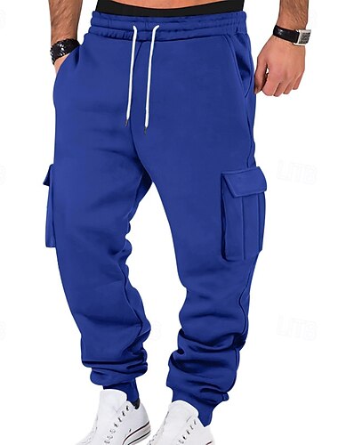  Pánské Fleecové kalhoty Tepláky Běžec Kalhoty Nákladní tepláky Kapsy Šňůrky Elastický pas Bez vzoru Pohodlné Teplý Outdoorové sporty Denní Módní Na běžné nošení Černá Bílá Lehce elastické