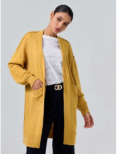  cardigan en tricot décontracté à manches évêque en mohair