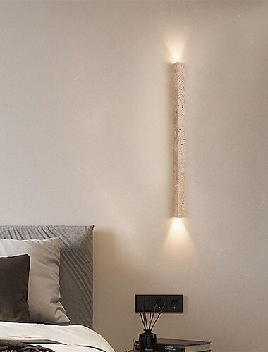  わびさび ウォールランプ 日本の天然トラバーチン 壁取り付け用燭台 LED 壁取り付け照明器具 イエロー ライムストーン 壁照明 110-240V 1 ライト