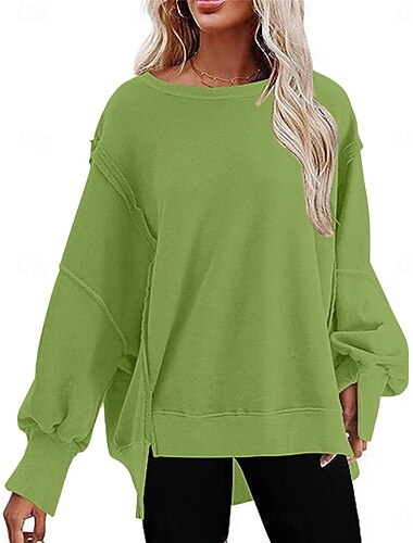  felpa da donna casual semplice strada abbigliamento quotidiano girocollo manica lunga verde blu scuro grigio autunno inverno