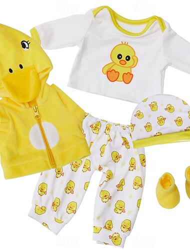  reborn baby doll kläder för 17-22 tum nyfödd baby docka pojke 17-22 tum gul anka 5st set baby doll kläder outfit accessoarer passar 17-22 tum baby doll girl