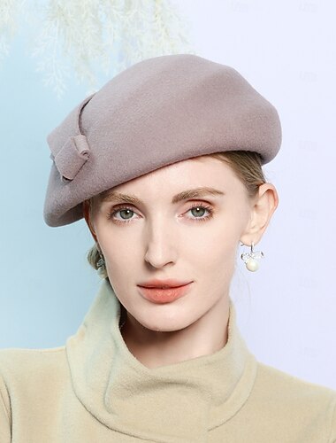  hoed 100% Wol Damesbaret Bowler / Cloche hoed Bruiloft Teaparty Elegant Bruiloft Met Pure Kleur Gesplitst Helm Hoofddeksels