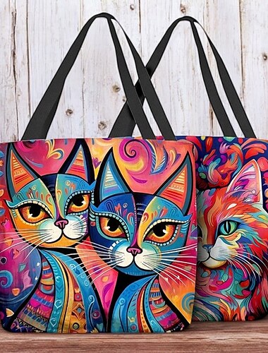  sac fourre-tout coloré pour femme avec motif de chat - sac à bandoulière écologique, vibrant et élégant pour un usage quotidien