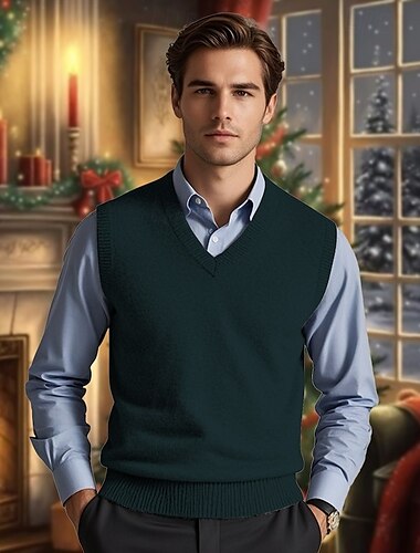  Homme Pull Gilet Pull Robe pull Gilet Pull en tricot A côtes Tricoter Normal Tricoté Plein Col V Mode Décontractées Usage quotidien Rendez-vous Vêtement Tenue Automne hiver Noir Marine foncé S M L