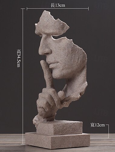  Denkerstatue – Schweigen ist Gold, modernes Dekor, kreative abstrakte Kunstfigur, Skulpturen aus Kunstharz, Dekoration für Zimmer, Zuhause, Arbeitszimmer, Büro, für Männer, Schreibtisch-Ornament