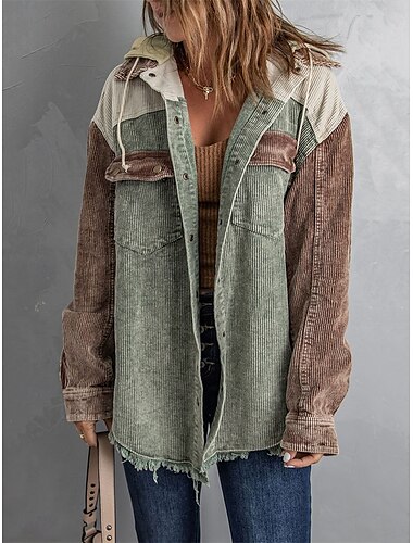  Damen Freizeitjacke Jeansjacke Outdoor Strasse Freizeitskleidung Herbst Winter Standard Mantel Regular Fit warm Atmungsaktiv Stilvoll Brautkleider schlicht Jacken Langarm Glatt Mit Taschen Rosa Grün