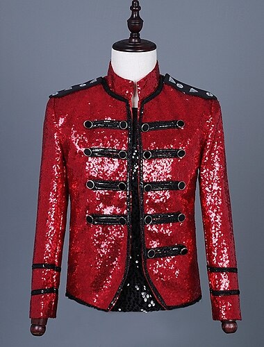  Rétro Vintage Rococo Manteau Bal Masqué Veste de cirque Prince Aristocrate Paillettes Homme Carnaval Mascarade Mardi Gras Événement / Fête Adulte Manteau Printemps Automne & Hiver