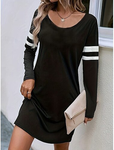  Femme Mini robe Robe sweat Robe casual Robe d'hiver Robe Corset Décontractées Soirée Plein Air Casual Standard Bloc de couleur Col Ras du Cou Noir Rouge Vert Automne Hiver