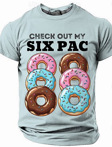  Camiseta gráfica divertida para hombres con dona 'Six Pac' - camiseta humorística para foodies