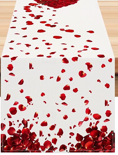  Camino de mesa con rosas para el día de San Valentín, decoración romántica de mesa con diseño floral elegante, perfecto para agregar un toque de amor y elegancia a la configuración de la cena del día