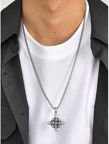  Collier pendentif nœud celtique pour homme – symbole du nœud de la trinité en acier inoxydable pour la force et l'éternité, parfait pour les bijoux spirituels et les amateurs de celtique nordique