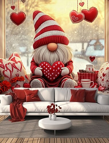  Décorations de Mariage Décor de Fond Photographique Murale Suspendue Grande Tapisserie Art Décor Mural Couverture Rideau Décoration Maison Chambre de Vie Gnome Cœur