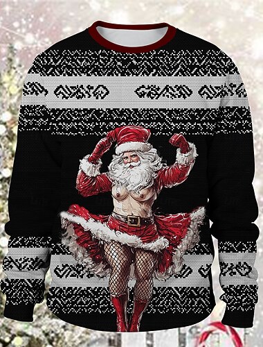  julenissen Mrs.Claus Pullover Morsom julegenser 3D Jul Morsom Til Par Herre Dame Voksne Jul Karneval 3D-utskrift Fest Festival