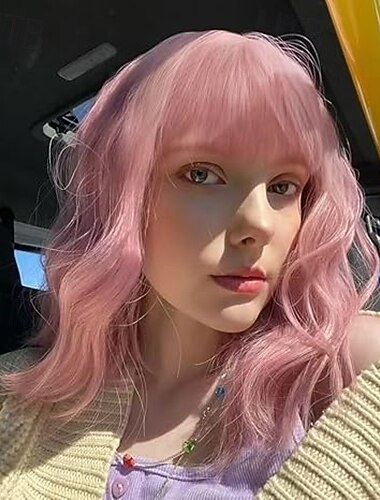  Κοντές κυματιστές μπομπ περούκες 14 ιντσών για γυναίκες με φυσική εμφάνιση μεσαίου μήκους περούκα με ίνες ανθεκτικές στη θερμότητα για καθημερινή χρήση