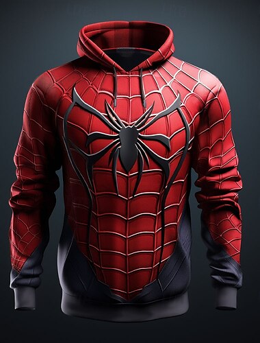  Hombre SPIDER Sudaderas Sudadera Abrigos Sudadera con capucha Cuello Barco Moda Impresión 3D Fiesta Festivos Ropa de calle Rojo Correa Otoño Invierno Diseñador