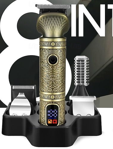  8 az 1-ben szakállvágó férfiaknak zéró hézaggal rendelkező nyíró ápolókészlet férfi borotvák borotválkozáshoz arc bajusz, test orr szőrnyíró vezeték nélküli állvánnyal