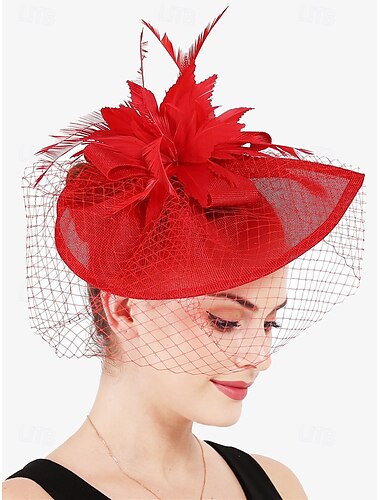  Fascinator-Hut im Vintage-Stil für Damen in Rosa mit floraler Schleife und Schleier – elegantes Kopfstück für Hochzeiten und Teepartys