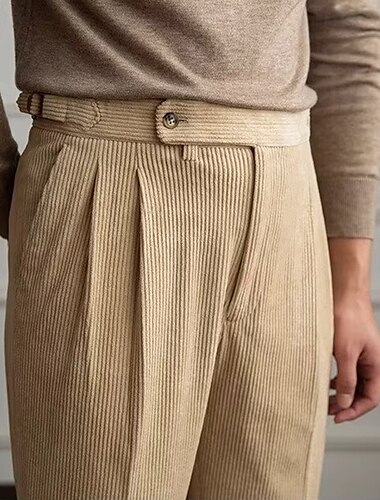  Hombre pantalones de traje Pantalones de Pana Pantalones Pantalones plisados Pantalones Gurka Bolsillo Plano Comodidad Suave Longitud total Fiesta Negocio Diario Moda Ropa de calle Negro Verde Trébol