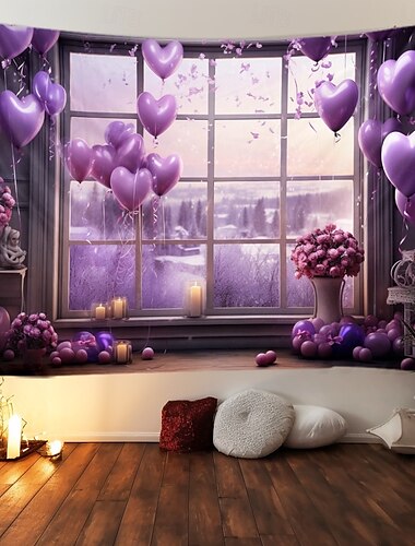  Hochzeitsdekorationen Kulisse Fotowand Hängend große Wandteppich Kunst Wanddekoration Decke Vorhang Zuhause Schlafzimmer Wohnzimmer Dekoration Herzballons