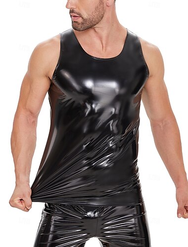  T-Shirt Ganzkörperanzug Tanktop Karnevalskostüm Herren Glänzend Metallisch Kostüm für Leistung Club Pole Dance Halloween Karneval Erwachsene