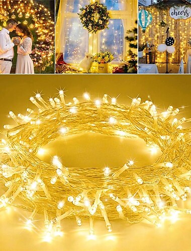  elegante festa di nozze ricevimento luci a led a batteria, luci natalizie a forma di festone 3/6/10m 30/40/80 led per camera da letto, matrimonio, festa&amp;decorazioni per San Valentino - 4 pezzi/1