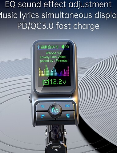  slimme bluetooth autolader pd3.0 qc3.0 eq sound fm transmitter met aux kleurrijke display windows autokit bc85