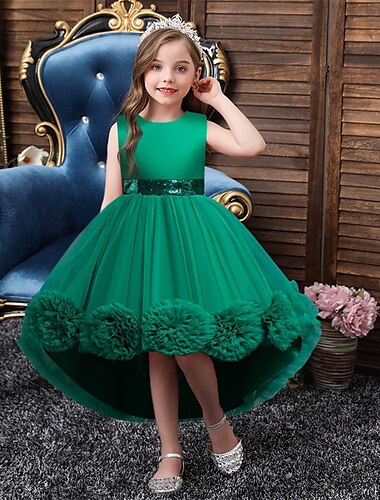  子供 女の子 パーティードレス 純色 ノースリーブ 性能 誕生日 メッシュ 美しい 甘い ポリエステル アシメントリー パーティードレス スイングドレス A ラインドレス 夏 4〜12年 ホワイト ピンク ルビーレッド