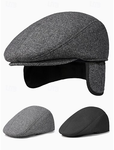  Winter-Schiebermütze für Herren mit Ohrenklappen – warme Tweed-Zeitungsjungenmütze für Outdoor-Aktivitäten und Freizeit