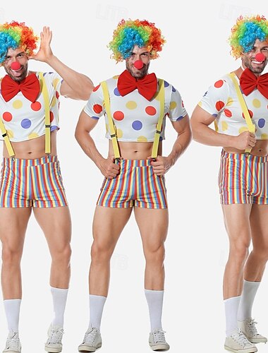  circo bufón Payaso Disfraz de carnaval Orgullo Arco iris Accesorios Disfraz Adulto Hombre Cosplay Rendimiento Desfile del orgullo Mes del Orgullo Víspera de Todos los Santos Carnaval Mardi Gras