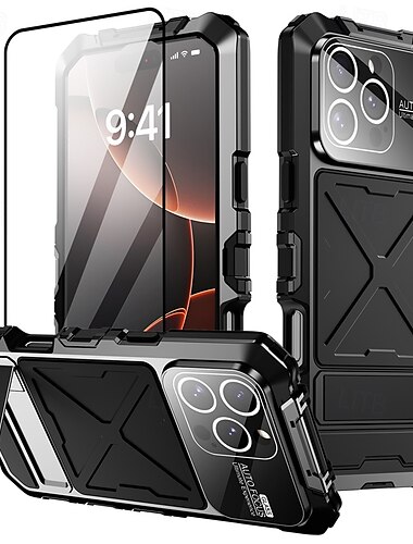  telefoon hoesje Voor iPhone 16 Pro Max Plus iPhone 16 Pro Max iPhone 15 Pro Max Plus iPhone 15 Pro Max iPhone 14 Pro Max iPhone 14 Pro Max Plus Achterkant met standaard Schokbestendig Retro Metaal
