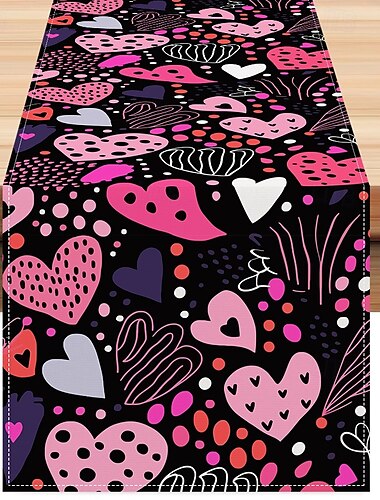  Camino de mesa para el día de San Valentín: la decoración de mesa romántica y festiva agrega un toque de amor a su mesa de comedor, perfecto para cenas y celebraciones del día de San Valentín.